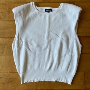 Express Ribbed Sleeveless White Knit Top
